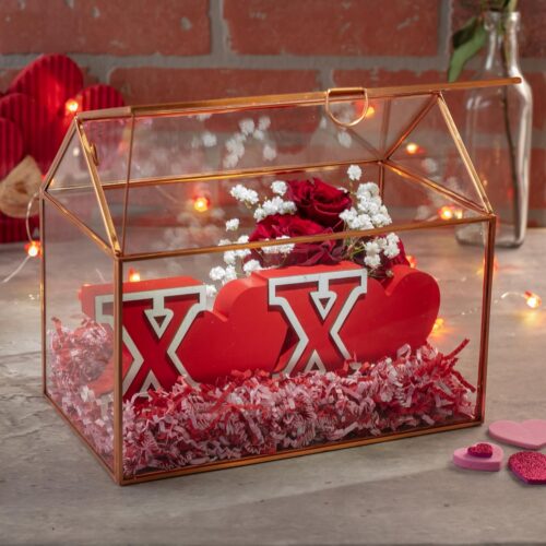D’Eco Glass House Centerpiece (10x6x8)- Tabletop Planter Terrarium – Valentine’s Day Home Decor & Wedding Letterbox – Fill with Succulents, Moss, Roses & Chocolates – Valentines Gift for Plant Lovers